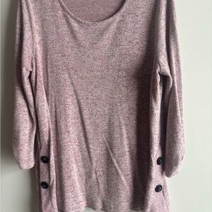 Women's Pink Knit Top with Button Accents